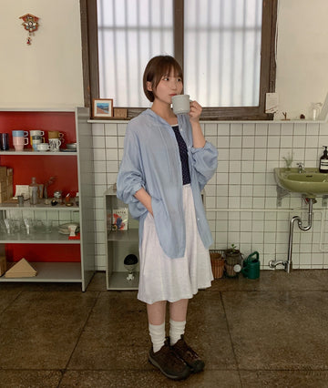 Youkus Summer Hood See-through Long Sleeve Shirt